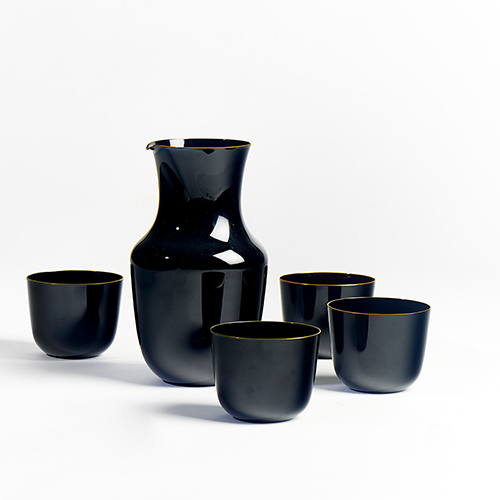 Black Alpha Drinking Set with 24KT Gold Rim ~J&L Lobmeyr (pieces sold separately) THUMBNAIL