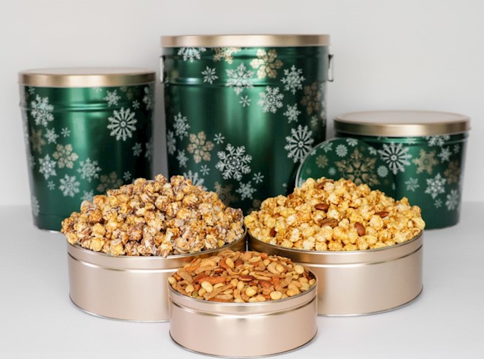 NEW! ~ Emerald Snowfall - Popcorn Tins MAIN