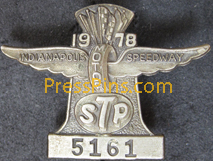 1978 Silver Indianapolis 500 Pit Badge MAIN