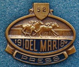 1984 Del Mar Horse Racing Press Pin MAIN