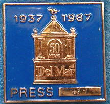 1987 Del Mar  Horse Racing Press Pin MAIN