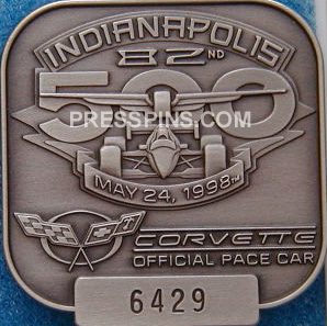 1998 Silver Indianapolis 500 Pit Badge MAIN