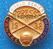 1938 New York Yankees World Series Press Pin MAIN