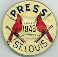 1943 St. Louis Cardinals World Series Press Pin MAIN