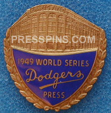 1949 Brooklyn Dodgers World Series Press Pin MAIN