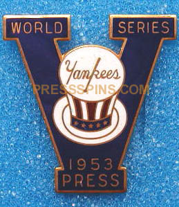 1953 New York Yankees World Series Press Pin MAIN