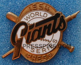 1954 New York Giants World Series Press Pin MAIN