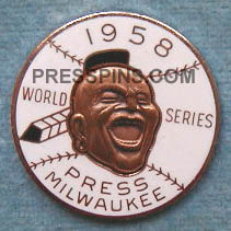 1958 Milwaukee Braves World Series Press Pin MAIN