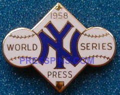 1958 New York Yankees World Series Press Pin MAIN