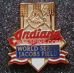 1995 Cleveland Indians World Series Press Pin MAIN