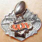 2001 Super Bowl XXXV Press Pin MAIN