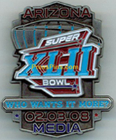 2008 Super Bowl XLII Media Pin MAIN