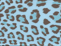 Leopard Ribbon (Grosgrain)  - Light Blue THUMBNAIL