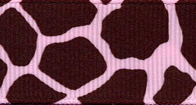 Giraffe Print Ribbon (Grosgrain) - Pink THUMBNAIL