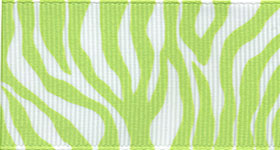 Zebra Fest Ribbon (Grosgrain) - Lime LARGE