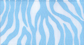 Zebra Fest Ribbon (Grosgrain) - Light Blue LARGE