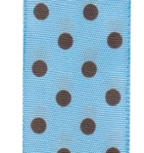 Polka Dot Ribbon - Baby Blue / Chocolate LARGE