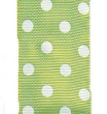 Polka Dot Ribbon - Lime / White LARGE