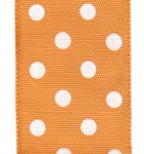 Polka Dot Ribbon - Orange / White Dots LARGE