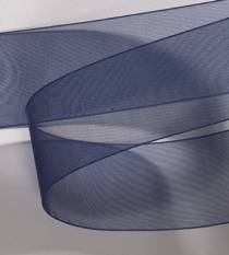 Navy Blue Satin Edge Sheer Wired Ribbon, 1-1/2x25 Yards