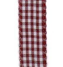 Country Check Ribbon - Burgundy LARGE
