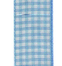 Country Check Ribbon - Light Blue LARGE