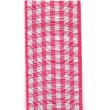 Country Check Ribbon - Shocking Pink LARGE