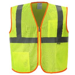 Economy Mesh Class 2 Safety Vest with pockets and reflective stripes THUMBNAIL