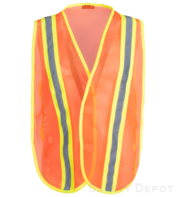 Orange Reflective Economy Safety Vest with Yellow Backing MAIN