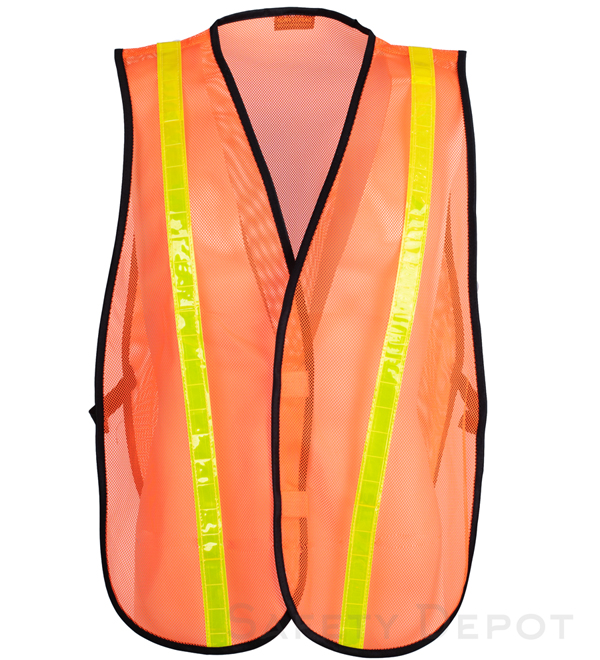 Orange Reflective Economy Safety Vest with High Gloss PVC Tapes MAIN