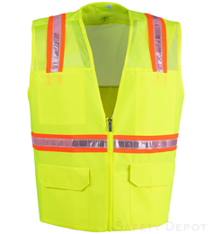 8048M Lime Yellow Mesh Safety Vest with Multi-pockets THUMBNAIL