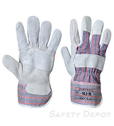 Cow splitter leather rigger glove has palm, vein and knuckle back protection THUMBNAIL