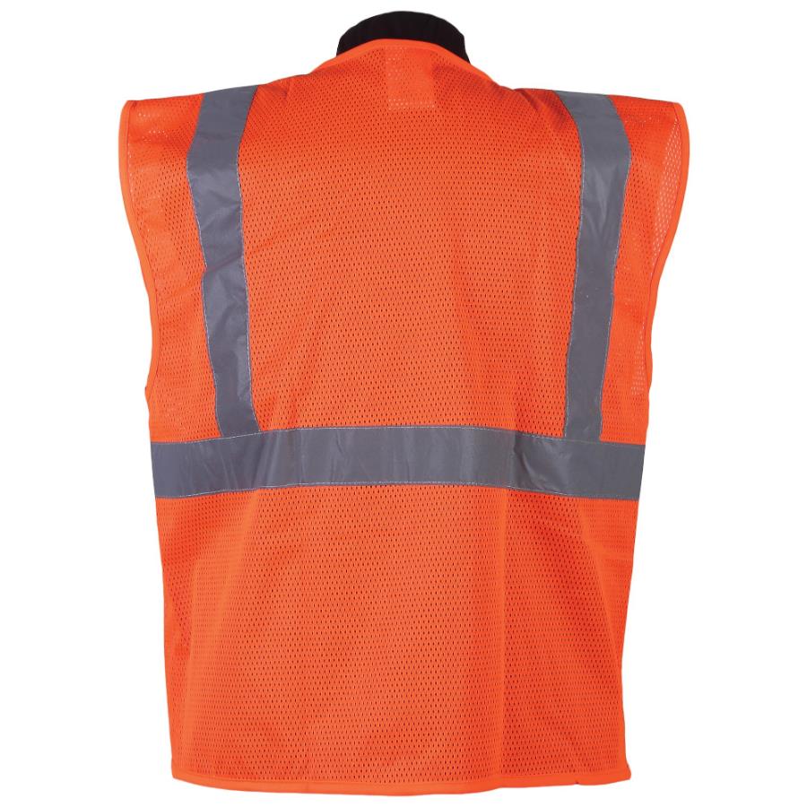 A320C2 Orange Mesh Safety Vest Zipper Closure