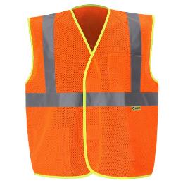 Economy Mesh Class 2 Orange Safety Vest Polyester with pockets THUMBNAIL