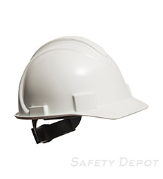 White Safety Pro Hard Hat HDPE Shell 4 point textile harness with ratchet wheel adjustable size THUMBNAIL