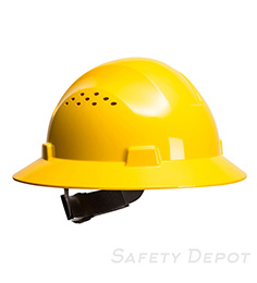 Yellow 4-point textile suspension harness with wheel ratchet for size adjustment hard hat THUMBNAIL