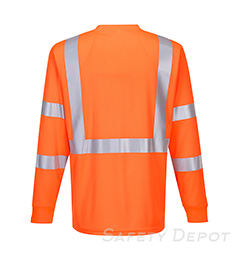 S192 Orange Hi-Vis Long Sleeve Ribbed Cuff T-Shirt SWATCH