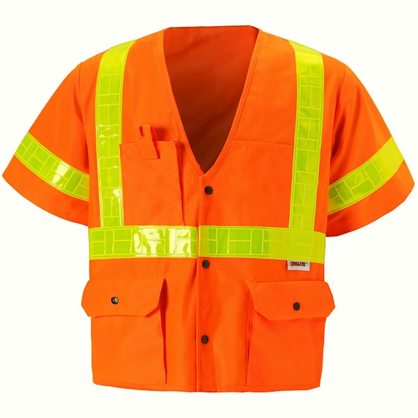 Orange Class 3 Safety Vest with Yellow Reflective Stripe MAIN