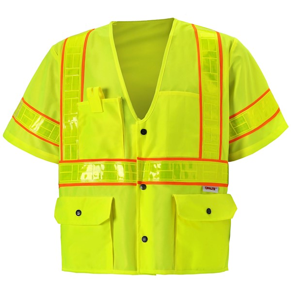 8148C-3 Class 3 Yellow Snap Safety Vest MAIN