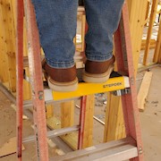 Easily attaches to most A-Frame ladder rungs Rubberized non-slip comfort pad THUMBNAIL