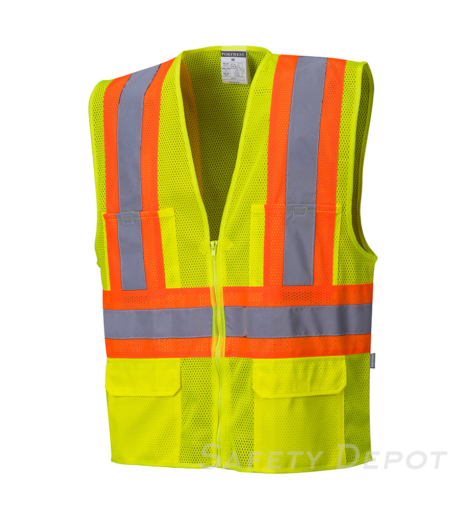 US371 Yellow Tulsa Contrast Hi-Vis Mesh Safety Vest MAIN