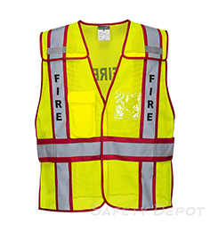 US387 Yellow/Red Firefighter hi vis Safety Vest with Mic tabs THUMBNAIL