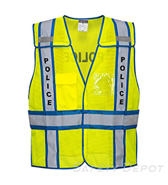 Police hi vis Safety Vest Yellow/Royal with Mic tabs THUMBNAIL