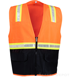 BK8038A Orange with Black Bottom High Vis Safety Vest THUMBNAIL