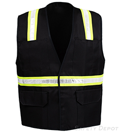 High gloss PVC reflective tapes with four pockets on outer portion of vest THUMBNAIL