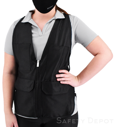 Black Tailored Safety Vest with pockets non-ansi THUMBNAIL