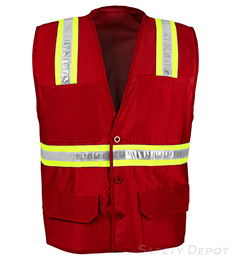 BT6038-RD Red Button Up Closure Safety Vest THUMBNAIL