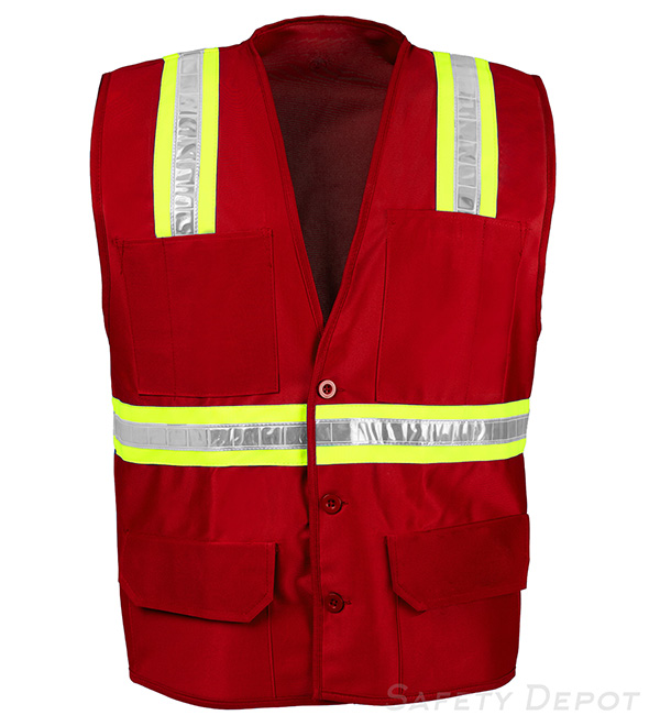 BT6038-RD.....Red Button Closure Safety Vest MAIN