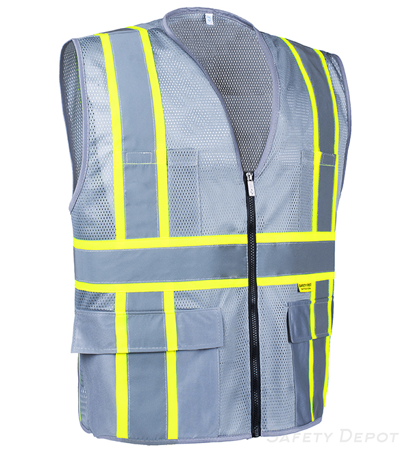 Professional Gray Mesh Safety Vest MP40-Gray