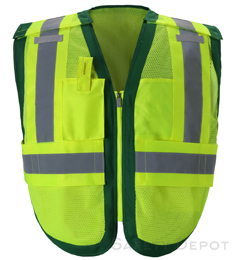 Yellow mesh vest with green trimming Hook and Loop 5 Point Breakaway: Front, Shoulders, and Sides THUMBNAIL